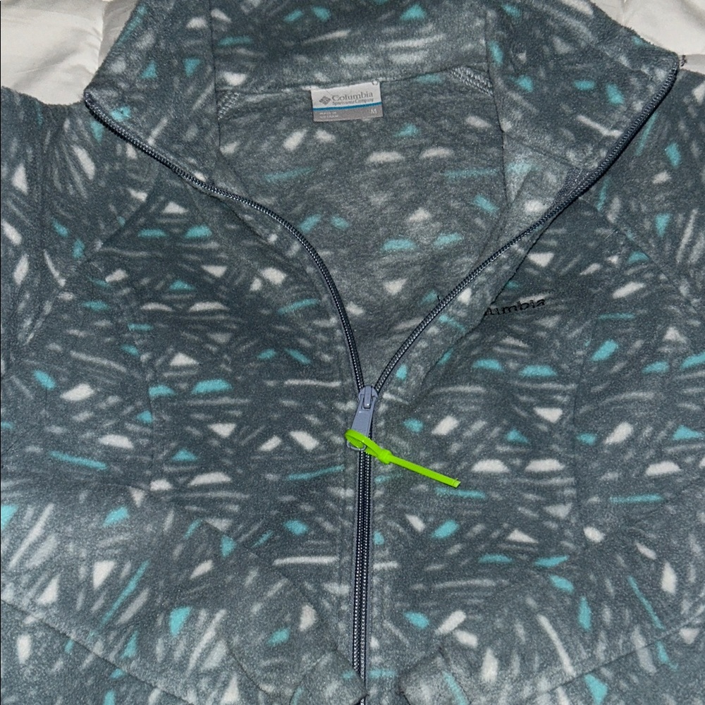 Columbia Women's Gray and Teal Patterned Sweater